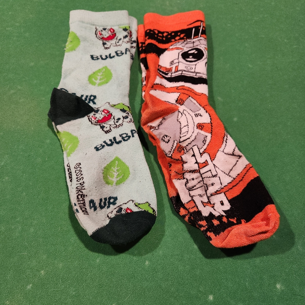 Star Wars and Pokémon Themed Socks - Black and Orange